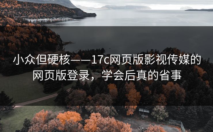 小众但硬核——17c网页版影视传媒的网页版登录，学会后真的省事