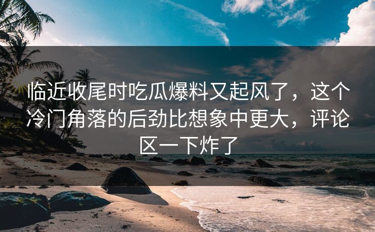 临近收尾时吃瓜爆料又起风了，这个冷门角落的后劲比想象中更大，评论区一下炸了